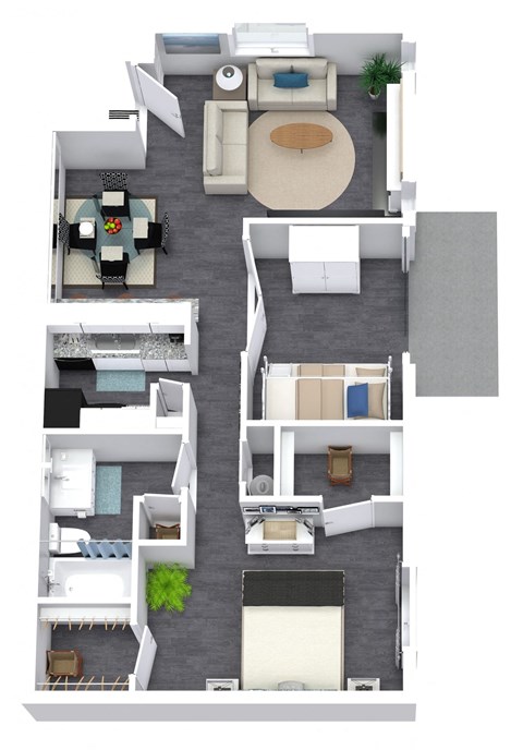 a 3d drawing of a floor plan of a house
